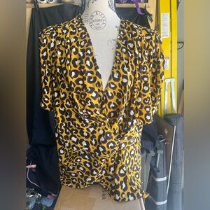 Who what wear Leopard Print Wrap Blouse
